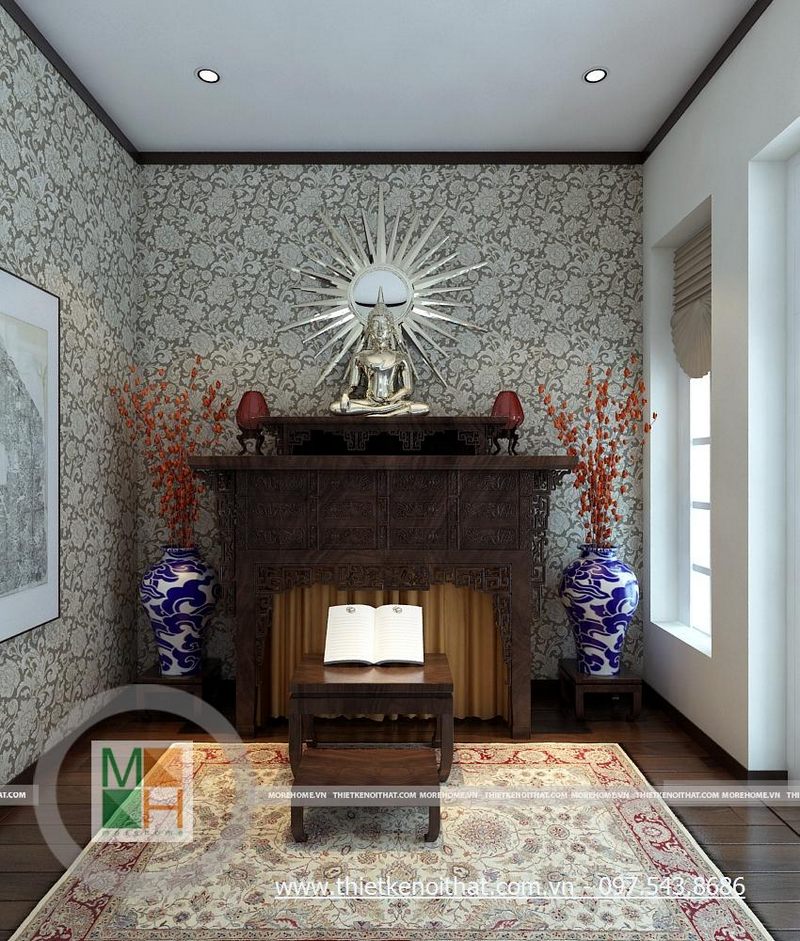 Bàn thờ Phật gỗ tự nhiên cao cấp - Mẫu 07